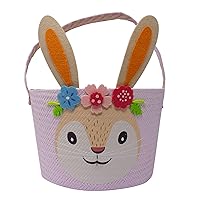 Pink Bunny Easter Basket and Treats or Toys Container for Easter Egg Hunt, Multi-Color, (PG01562)