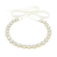Gold Crystal Bridal Hair Accessories Wedding Headbands with Ribbons For Bride Bridesmaids Women Girls