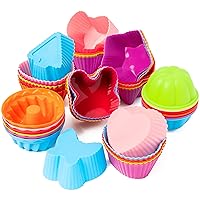 R HORSE 42 Pack Silicone Molds Cupcake Multi Flower-Shaped Baking Cups Nonstick Muffin Liners Cupcake Washable Wrappers Holders Reusable Muffin Pan Truffle Cups for Pan Oven Microwave Dishwasher