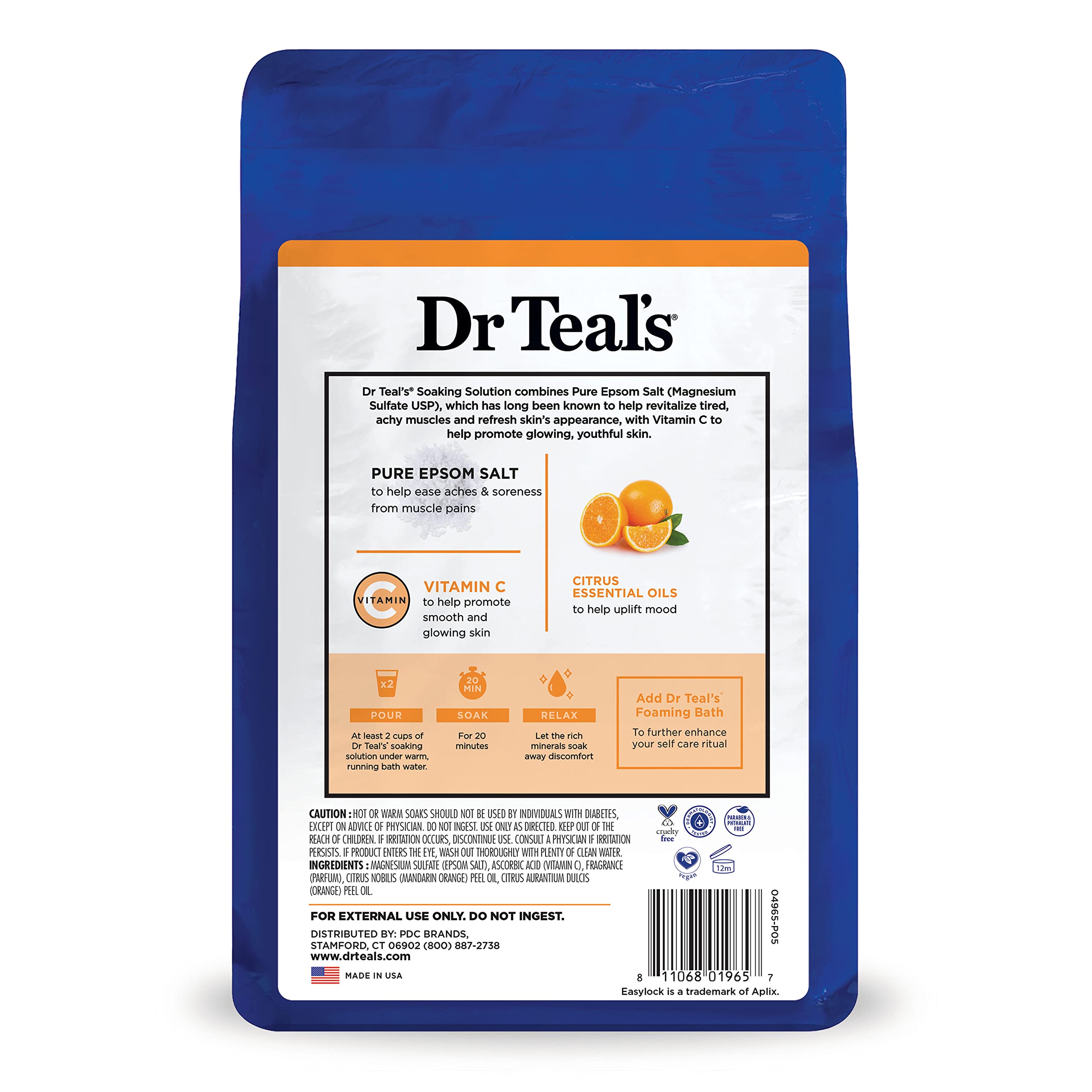 Dr Teal's Pure Epsom Salt Soak, Glow & Radiance with Vitamin C & Citrus Essential Oils, 3 lbs (Pack of 4) (Packaging May Vary)