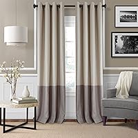 Elrene Home Fashions Braiden Color-Block Blackout Window Curtain, Single Panel, 52 in x 95 in (1 Panel), Linen