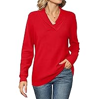Ivicoer Women Long Sleeve V Neck Pullover Collar Knitted Sweaters