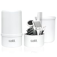 Catit Senses 2.0 Short Hair Cat Grooming Kit,White, 6 Piece Set