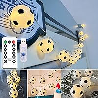 Soccer Decorations Lights String with Timer Remote,USB Powered 9.8ft 8 Mode 20 LED Soccer Led Light For Sports Theme Birthday Party,Christmas Tree,Soccer Fans Gifts Boys Girls Room Decor Night Light