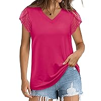 WIHOLL Womens Summer Tops 2024 Fashion Trendy Short Sleeve Shirts V Neck Dressy Casual Outfits Clothes