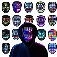 Led Mask, Light Up Mask with Gesture Sensing, LED Lighted Face Transforming Halloween Mask, Costume Cosplay Party