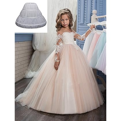 Abaowedding Girls' 3 Hoops Petticoat Full Slip Flower Girl Crinoline Skirt