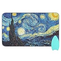 Van Gogh The Starry Night Ironing Mat Portable Ironing Pad Blanket for Table Top Ironing Board Cover with Silicone Pad for Washer Dryer Countertop Iron Board Alternative Cover, 47.2x27.6in