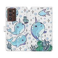Wallet Case Replacement for Samsung Galaxy S23 S22 Note 20 Ultra S21 FE S10 S20 A03 A50 Cute Clouds Purple Snap Cover Rainbow Pattern Flip Narwhal Unicorns Card Holder Magnetic PU Leather Folio