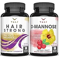 D-Mannose & VALI Hair Strong Bundle - Urinary Tract Health and Cleanse with D-Mannose, Cranberry & Hibiscus and Hair Health & Growth Vitamins for Healthier Hair Plus Skin and Nails