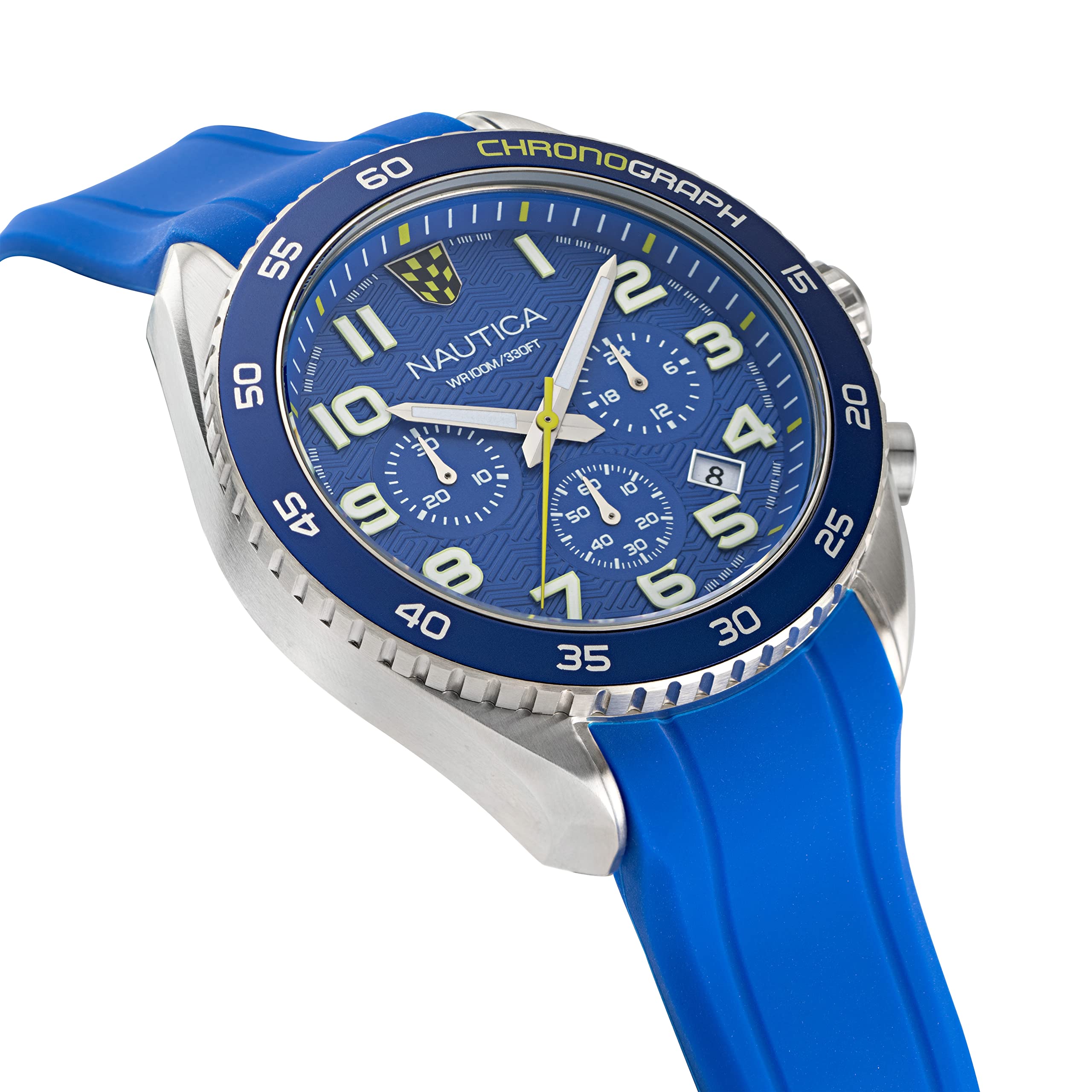 Nautica Men's NAPKBS225 Key Biscane Grey/Blue/Blue Silicone Strap Watch