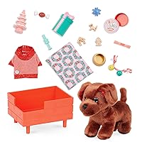 Glitter Girls – Holiday Puppy Set – 18pcs Accessory Set & 6-inch Plush – Dog Bed & Sweater – Pillow, Jingle Bells & More – 3 Years + – Cocoa & Holiday Pup Set