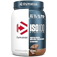 Dymatize ISO100 Hydrolyzed Protein Powder, 100% Whey Isolate Protein, 25g of Protein, 5.5g BCAAs, Gluten Free, Fast Absorbing, Easy Digesting, Fudge Brownie, 20 Servings