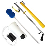 RMS Economy 4 Piece Set Hip Kit - Ideal for Recovering from Hip Replacement, Knee or Back Surgery, Mobility Tool for Moving and Dressing (26 Inch Reacher)