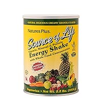 NaturesPlus Source of Life Energy Shake - 2.2 lbs Multivitamin, Mineral & Protein Powder - Granola Flavor - Whole Food Meal Replacement - Non-GMO, Vegetarian, Gluten-Free - 26 Servings