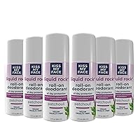 Liquid Rock Aluminum Chlorohydrate Free Roll-on Deodorant, Patchouli, 3 oz, Pack of 6 (Packaging May Vary)