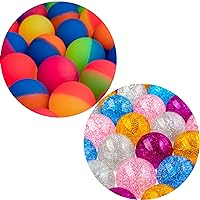 Entervending Bouncy Balls - Glitter Bounce Balls Bulk and ICY Bounce Balls - 25 Pcs of Each Color - Large Bouncy Ball 45 mm