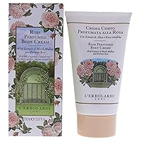 L’Erbolario Rose Body Cream - Moisturizer for Dry Skin - Smoothing Jojoba Oil and Marshmallow Plant Extract - Floral Rose Garden Fragrance - 5.07 oz