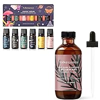 Essential Oils Set for Diffusers for Home, Set of 6 Essential Oil Blend Aromatherapy with Folkulture Rosemary Essential Oils for Hair Growth, 4 Fl Oz - 100% Pure, Organic, Natural