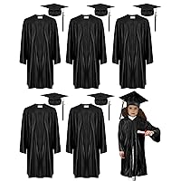 6 Set Preschool Graduation Cap and Gown Set Kindergarten Grad Gowns Children Graduation Cap with 2024 Grad Tassel