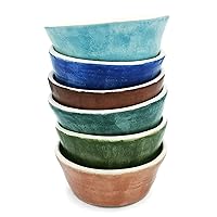 Set of 6 Small Bowls of Colorful Pottery