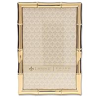 Lawrence 712246 4-Inch W x 6-Inch H Gold Metal Picture Frame with Bamboo Design