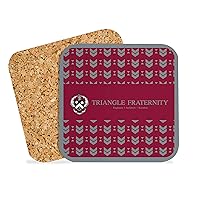 Triangle Fraternity Hardboard with Cork Backing Beverage Coasters Square (Set of 4) Coasters for Drinks (Triangle Fraternity 3)