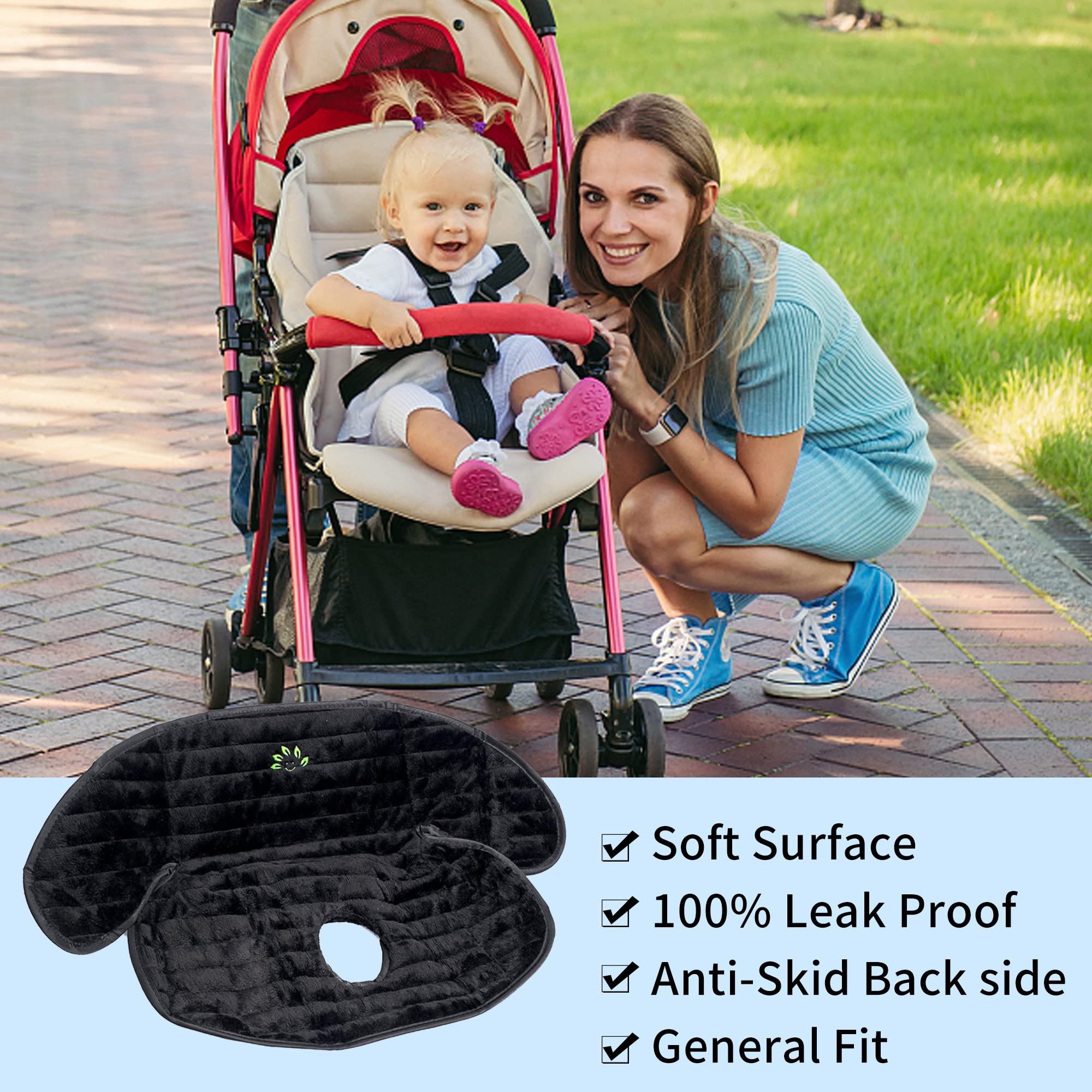 Piddle Pad Car Seat Protector, 2PCS Waterproof Carseat Liner Toddlers and Infants, Piddle Pad for Safety Carseats Strollers Potty Training and Dinner Chair Machine Wash and Dry Anti Slip(Black+Black)