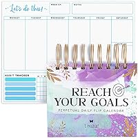 Reach Your Goals Daily Desk Calendar and Weekly Planner - Ideal Gift to Track Tasks, Productivity, Habits, and Stay Motivated with Positive Affirmations for Women, 2023-2024 Perpetual Calendar