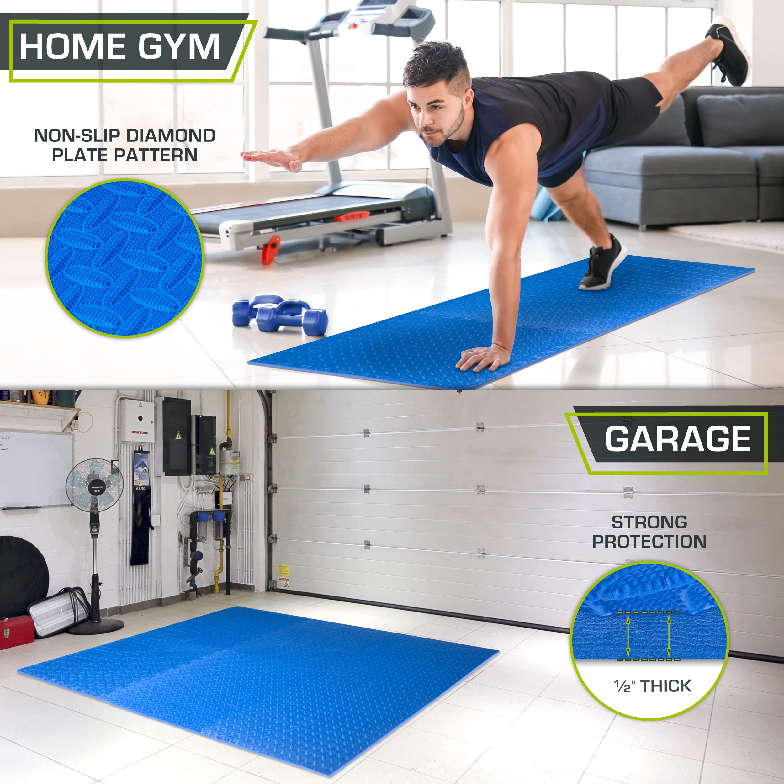 ProsourceFit Puzzle Exercise Mat ½”, EVA Interlocking Foam Floor Tiles for Home Gym, Mat for Home Workout Equipment, Floor Padding for Kids, Available in Packs of 24 SQ FT, 48 SQ FT, 144 SQ FT