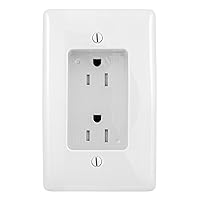 Bryant Electric RR1510W Box Mount 1-Gang Recessed TV Connection Outlet Plate with 15 Amp 125V Tamper-Resistant Duplex Receptacle, White
