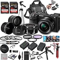 Sony a6700 Mirrorless Camera with 16-50mm Lens, 128GB Extreme Speed Memory,.43 Wide Angle & 2X Lenses, Case,Tripod, Filters, Hood, Grip,Spare Battery & Charger,Editing Software Kit -Deluxe Bundle