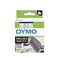 DYMO Standard D1 40910 Labeling Tape (Black Print on Clear Tape, 3/8'' W x 23' L, 1 Cartridge), DYMO Authentic