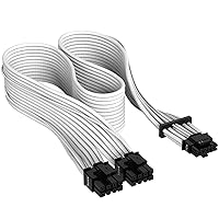 Corsair Premium 600W PCIe 5.0 / Gen 5 12VHPWR PSU Cable - Fits Type-4 PSUs via Dual 8-pin PCIe - 12+4pin Connector - Mesh Paracord Sleeving - White