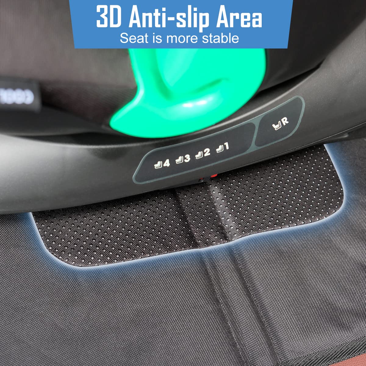 AZAMIA Car Seat Protector for Child, Baby Seat Protectors Mat with Thick Padding, Non-Slip Rubber Padded Backing with Durable 600D Fabric, Car Seat Pad with 3 Mesh Storage Pockets, 1 Pack