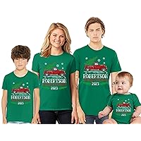 Christmas Plaid Red Truck Xmas Tree Family Christmas 2023 T-Shirt
