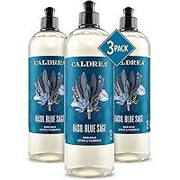 Caldrea Dish Soap, Biodegradable Dishwashing Liquid made with Soap Bark and Aloe Vera, Basil Blue Sage Scent, 16 oz , 3 Pack
