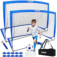 Kids Soccer Goals for Backyard Set of 2, 6X4 /4x3 ft Portable Soccer Nets Training Equipment, Pop Up Soccer Net for Youth Toddler Outdoor Sports Games