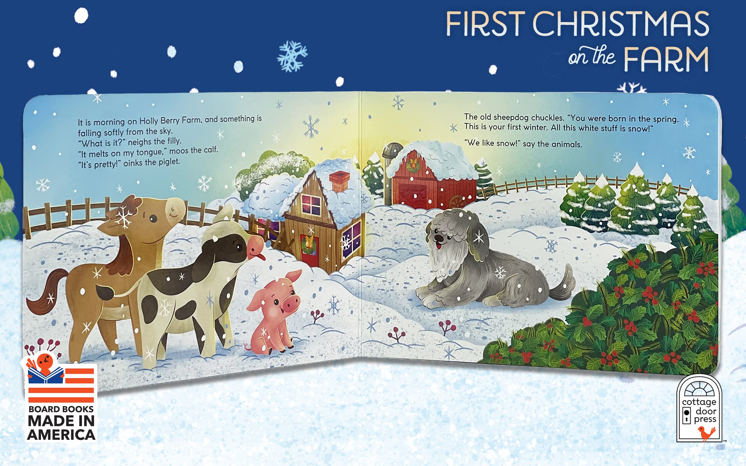 First Christmas On The Farm - Children's Winter Picture Board Book, Made in the USA, Ages 1-4