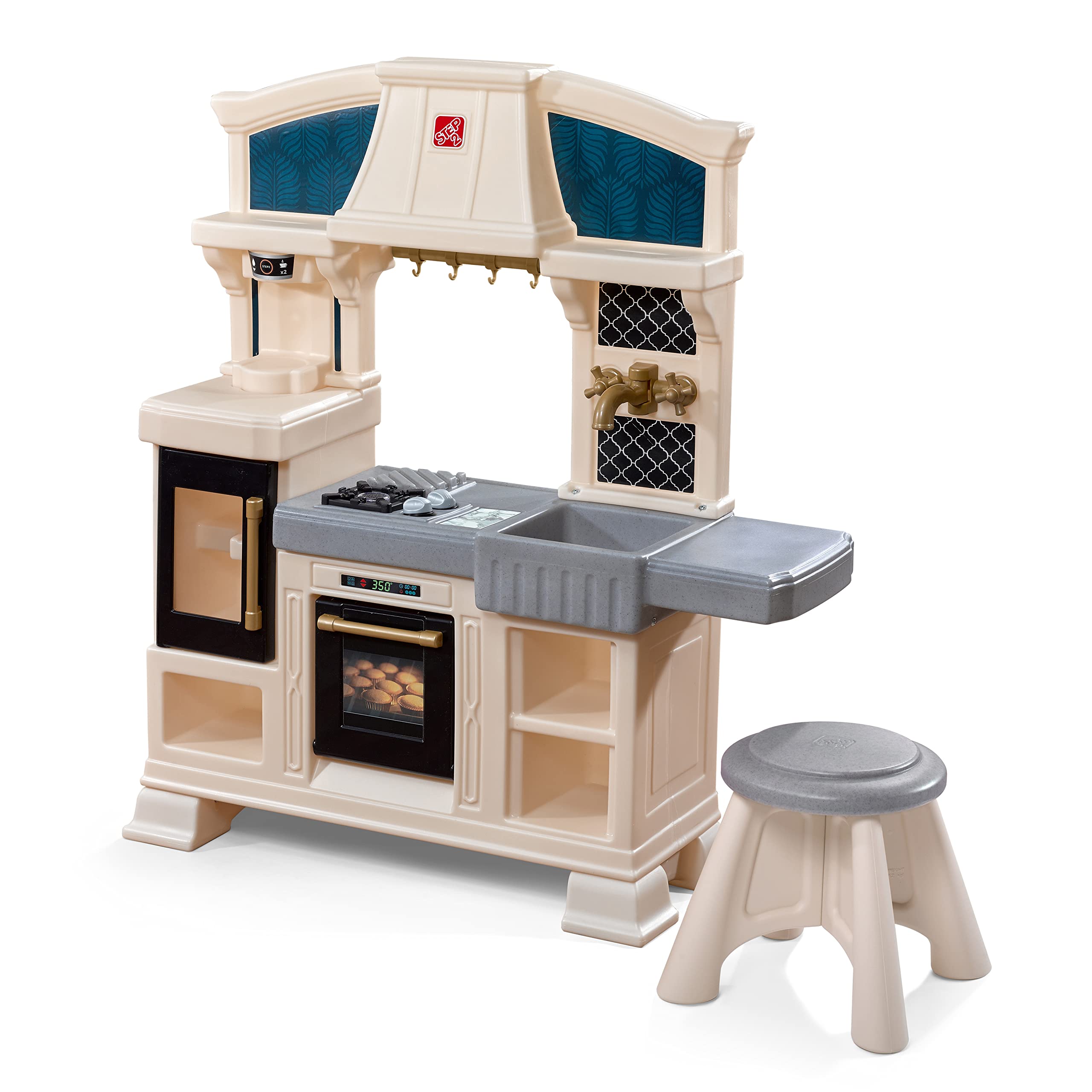 Step2 Classic Chic Play Kitchen | Toddler Kitchen Playset with Accessories & Stool (Amazon Exclusive)