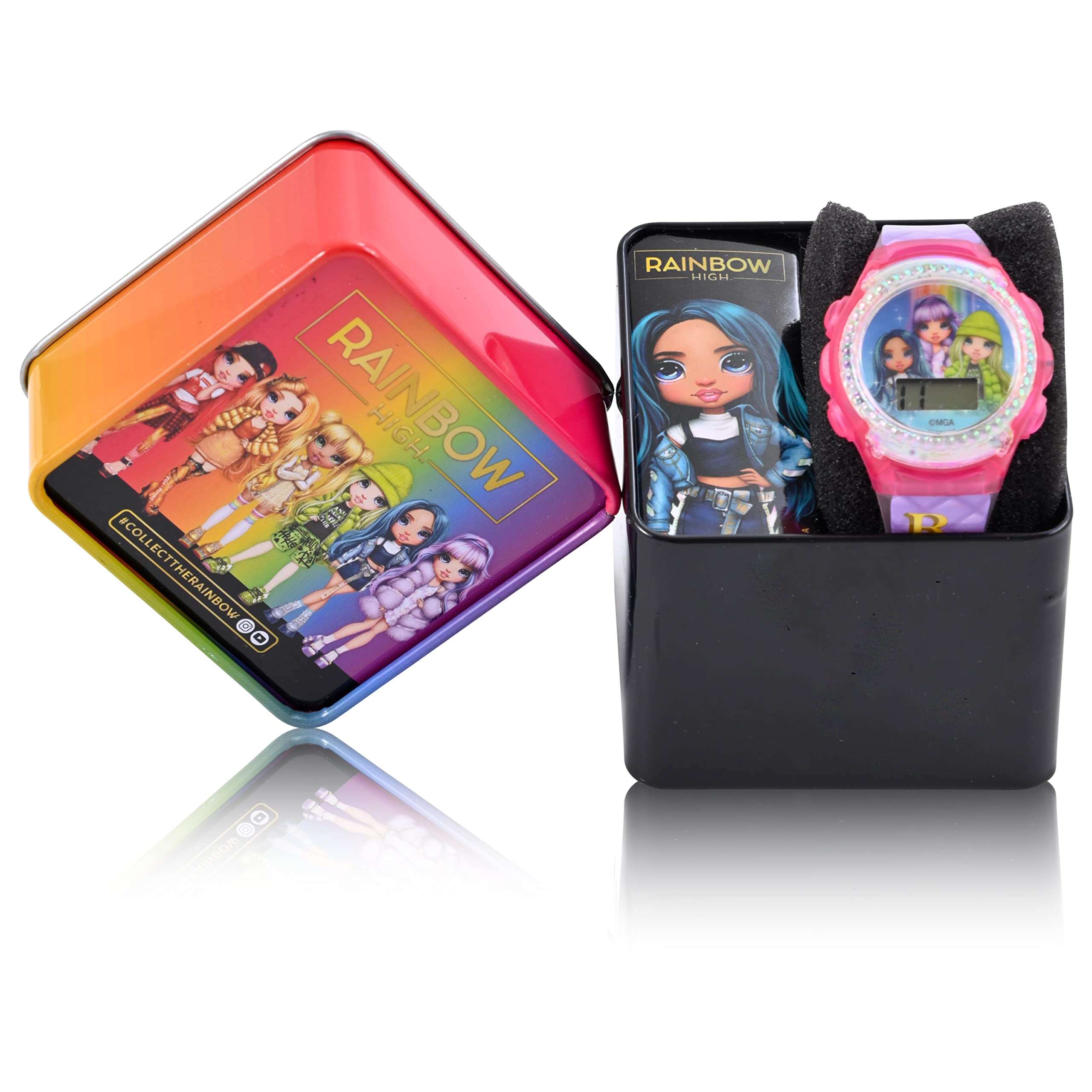 Accutime Rainbow High Kids Digital Watch - LED Flashing Lights, LCD Watch Display, Kids, Girls Watch, Plastic Strap in Purple (Model: RNB4002AZ)
