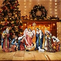 Nativity Sets for Christmas Indoor Set of 13 Pieces 9.8 Inch Tall Nativity Scene Tabletop Resin Decorations Home Holiday Decor Religious Collectibles Gifts