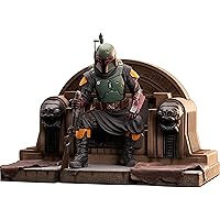 Diamond Select Toys Star Wars Premier Collection: The Mandalorian: Boba Fett on Throne Statue, Multicolor