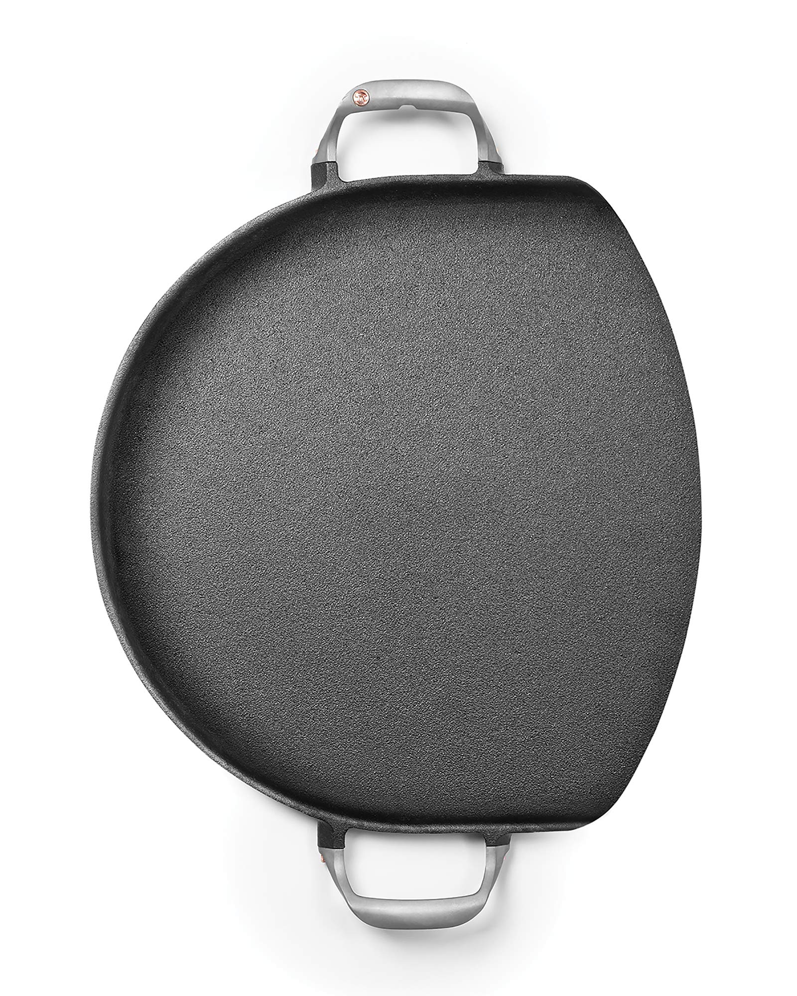 Outset Cast Iron Grill Skillet and Pan with Forged Handles for Pizza, Eggs, Pancakes, Burgers and Steaks, 14-inch, Black