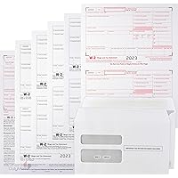 W2 Forms 2023, Complete Laser W-2 Tax Forms and W-3 Transmittal - Kit for 10 Employees 6-Part W-2 Forms with 10 Self-Seal Envelopes in Value Pack | W-2 Forms 2023