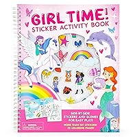Girl Time! Sticker Activity Book - 100 Stickers Including Puffy, 20 Coloring Pages and Spiral Lay-Flat design; Sticker Pages and Scene Side-By-Side for Easy Play