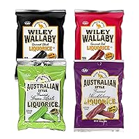 BELLATAVO Licorice Candy Variety Pack, 4-7.05 Oz Bags with Refrigerator Magnet, Includes Red Strawberry, Green Apple, Huckleberry Licorice & Black Licorice