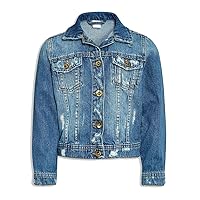 Khanomak Kids Girls Denim Distressed Button Up Jacket