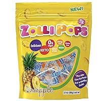 Zollipops Clean Teeth Lollipops | Anti-Cavity, Sugar Free Candy with Xylitol for a Healthy Smile - Great for Kids, Diabetics and Keto Diet (Pineapple, 3.1oz), Assorted, (3339)