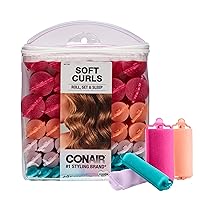 Conair Foam Self Grip Hair Rollers, Hair Curlers with Self Grip, Foam Rollers Color May Vary, Assorted Sizes, 48 Pack